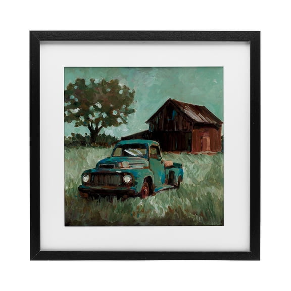 Stupell Industries Vintage Pickup in Green Hues Black Framed Print Under Glass design by Wani Pasion, 13 x 13