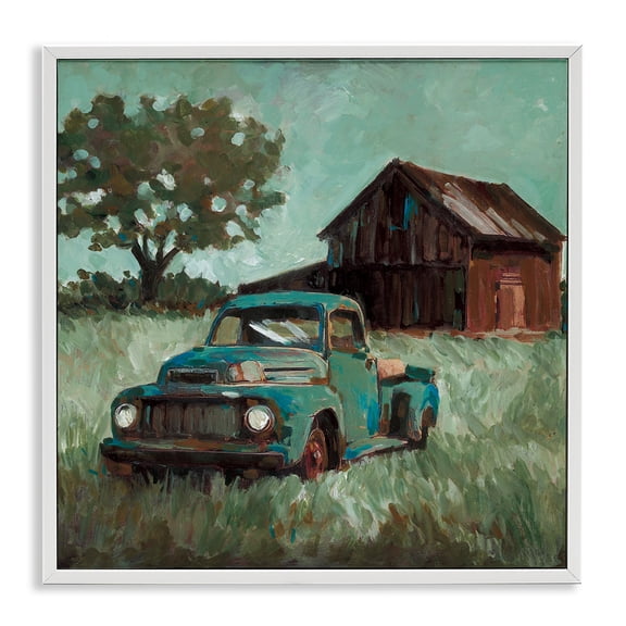 Stupell Industries Vintage Pickup in Green Hues White Framed Giclee Art design by Wani Pasion, 24 x 24