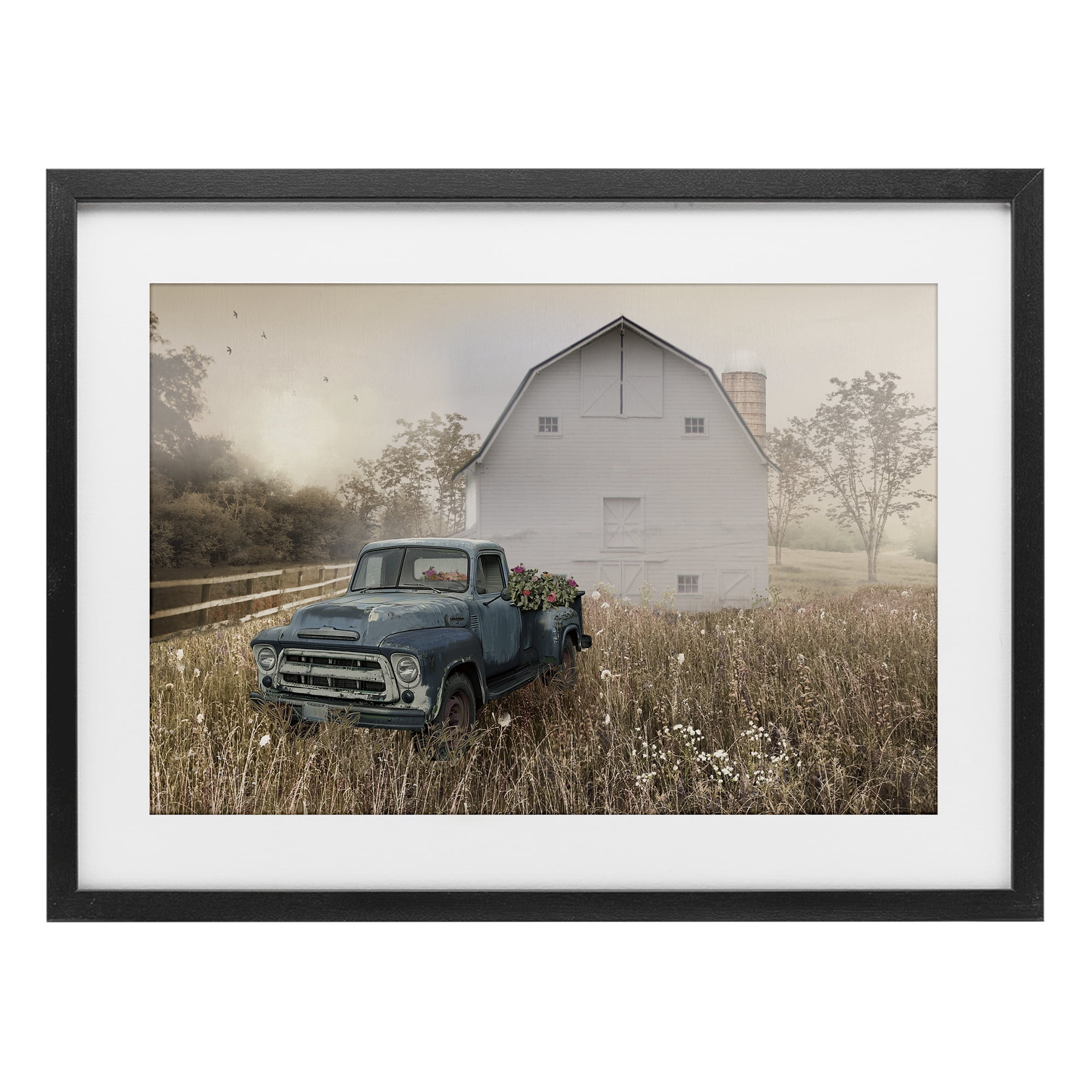 Stupell Industries Vintage Pickup in Wildflowers Black Framed Print Under Glass, design by Nan