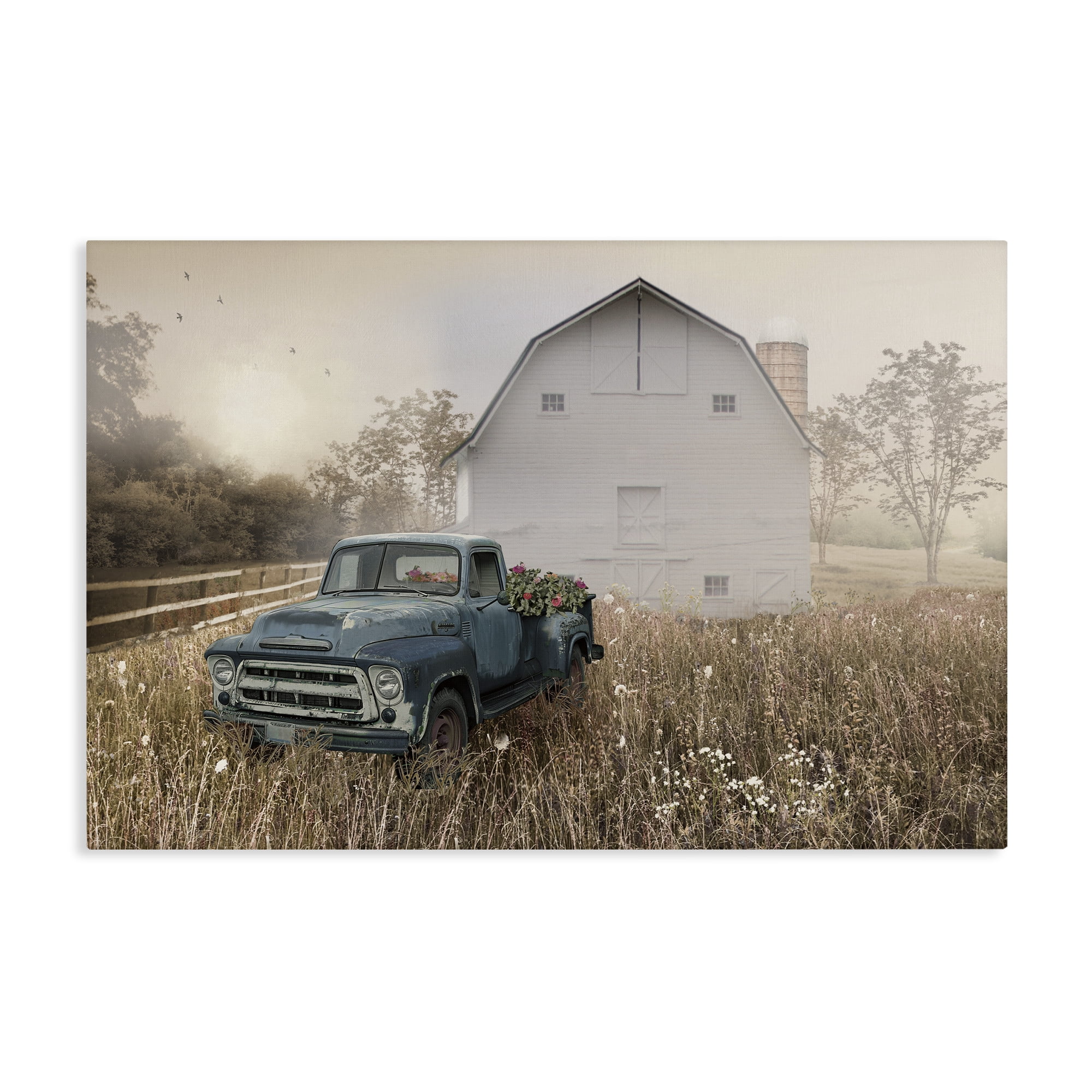 Stupell Industries Vintage Pickup in Wildflowers Canvas Wall Art, design by Nan