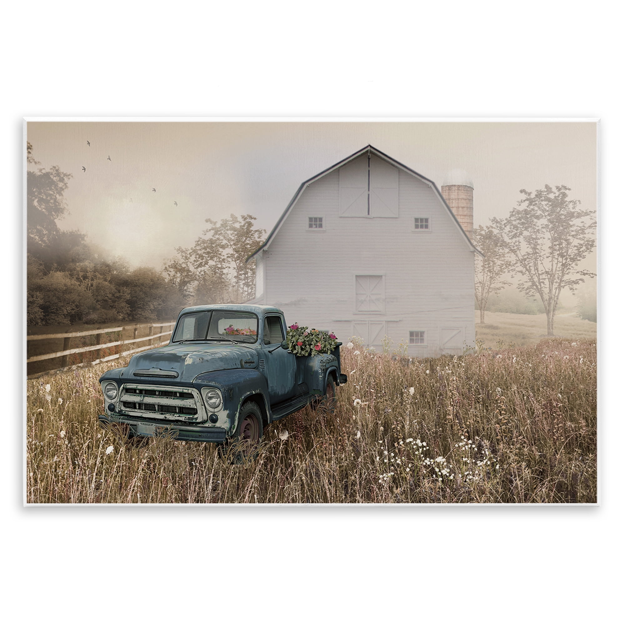 Stupell Industries Vintage Pickup in Wildflowers Wall Plaque Art, design by Nan