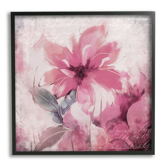 Stupell Industries Vintage Pink Florals Botanical & Floral Painting Black Framed Art Print Wall Art, 12 x 12