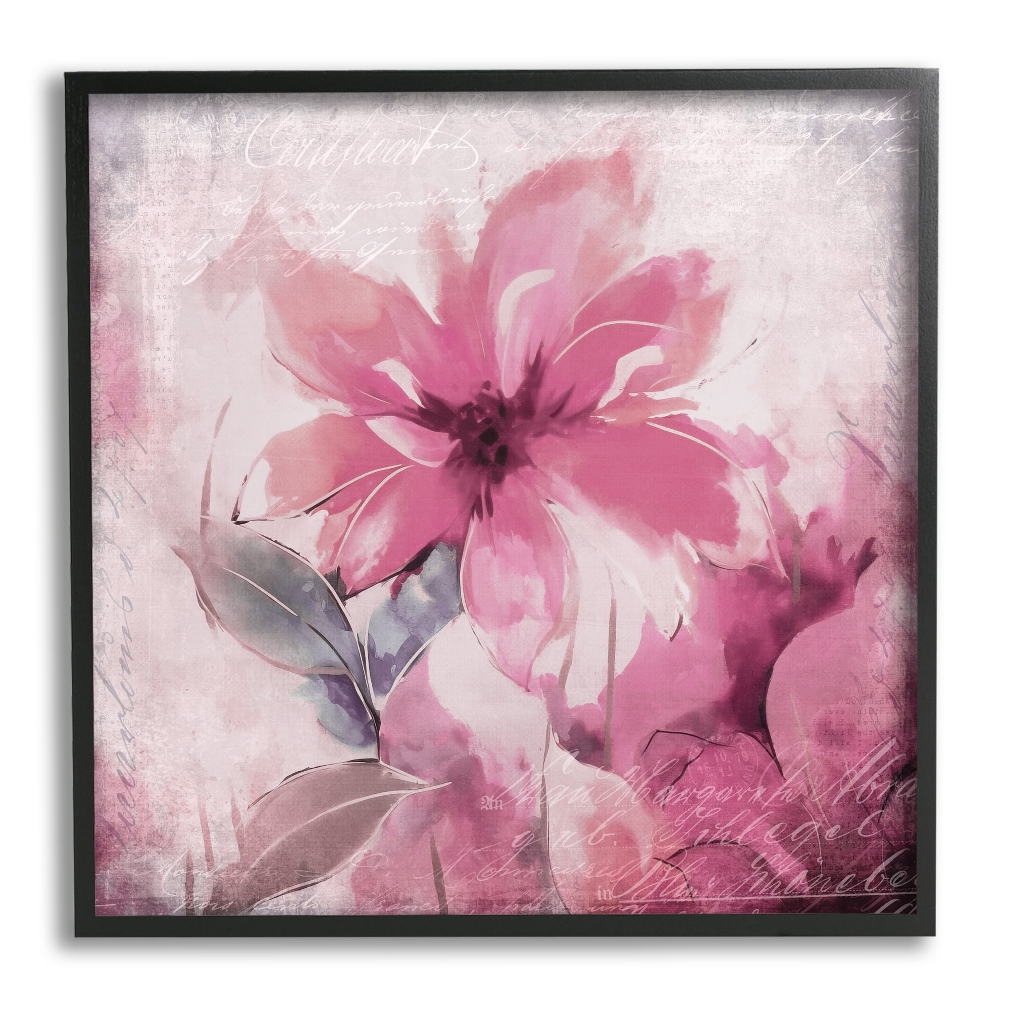 Stupell Industries Vintage Pink Florals Botanical & Floral Painting Black Framed Art Print Wall Art, 24 x 24