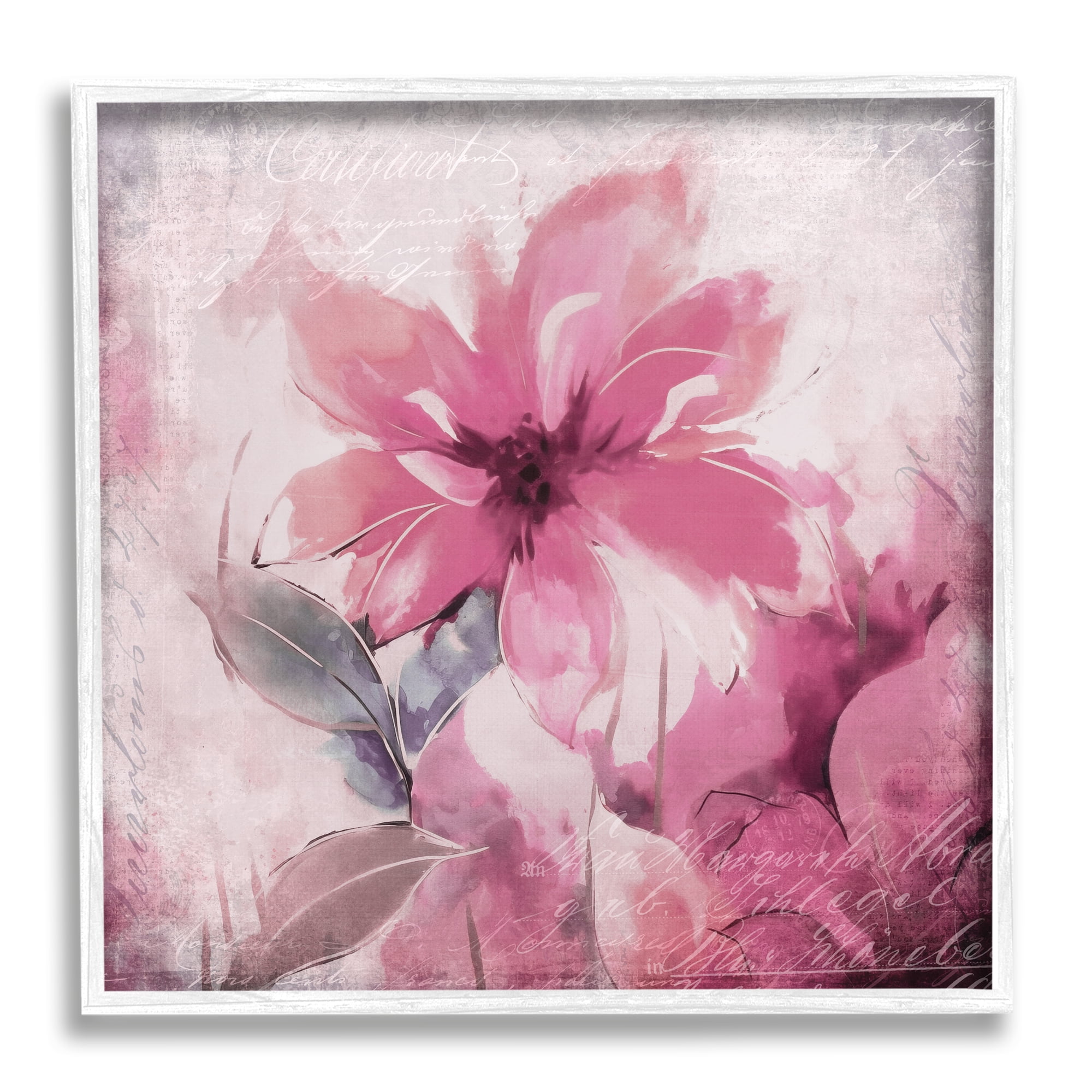 Stupell Industries Vintage Pink Florals Botanical & Floral Painting White Framed Art Print Wall Art, 24 x 24