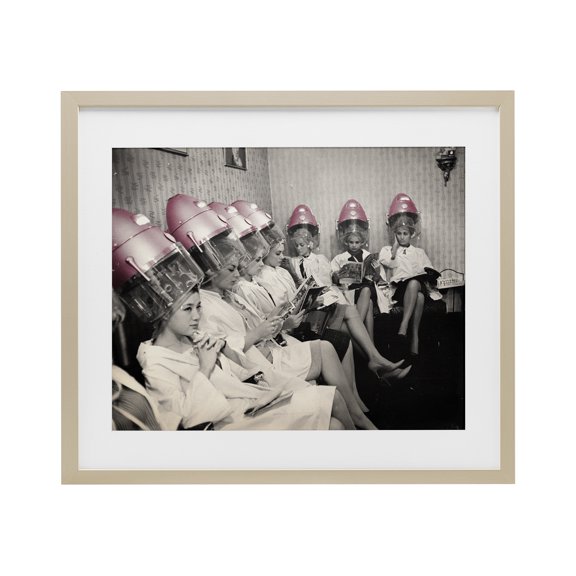 Stupell Industries Vintage Pink Hair Dryers Birch Framed Print Under Glass design by Sophie 6, 13 x 16