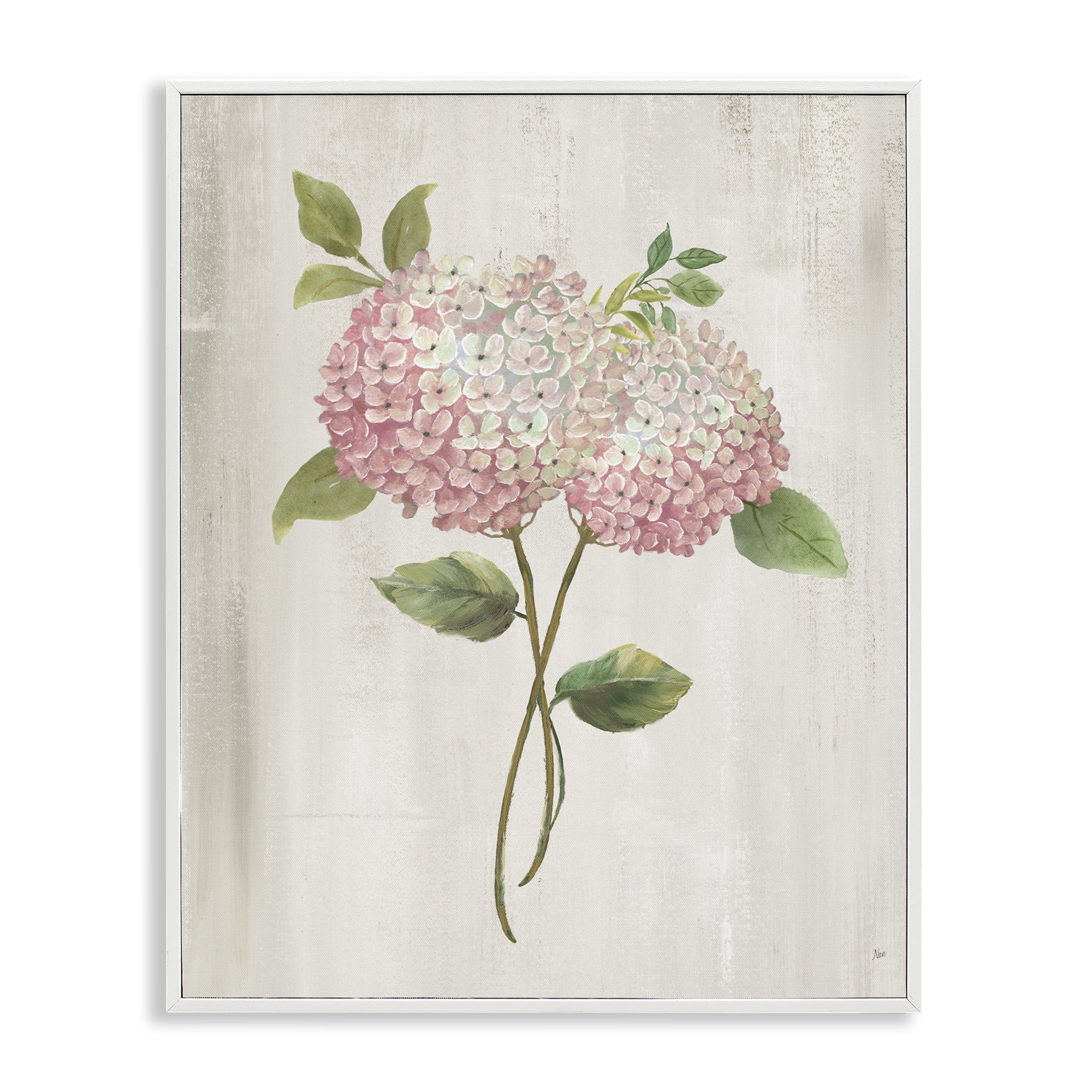 Stupell Industries Vintage Pink Hydrangea White Framed Giclee Art, design by Nan