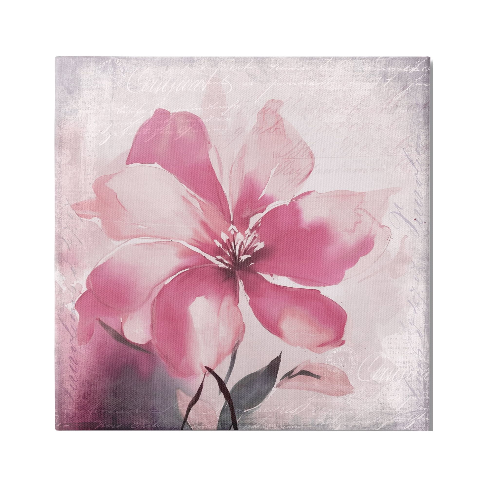 Stupell Industries Vintage Pink Lily Botanical & Floral Painting Gallery Wrapped Canvas Art Print Wall Art, 17 x 17