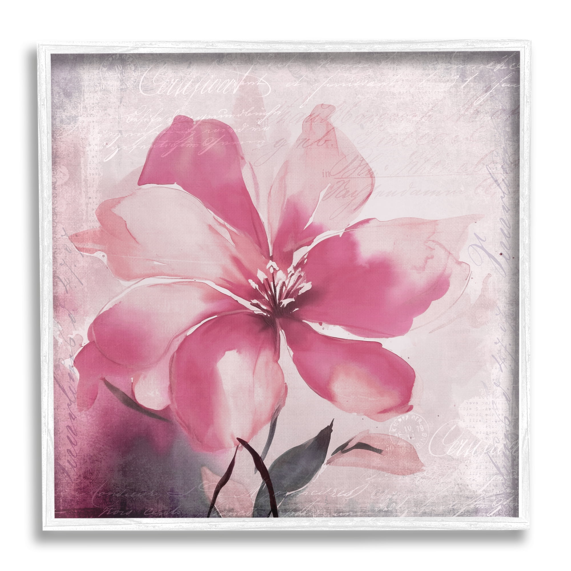 Stupell Industries Vintage Pink Lily Botanical & Floral Painting White Framed Art Print Wall Art, 24 x 24