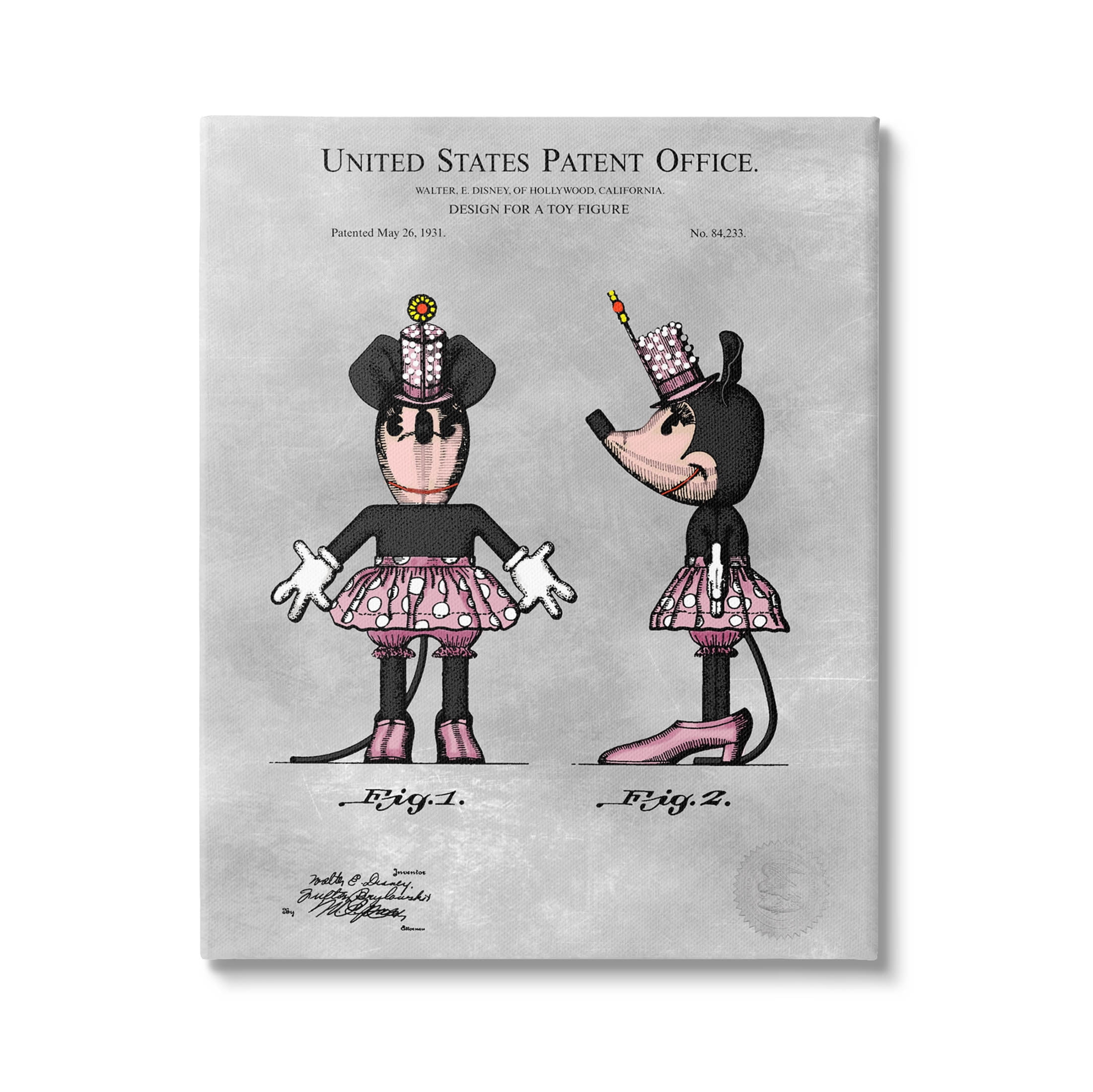 Stupell Industries Vintage Pink Mouse Diagram Graphic Art Gallery Wrapped Canvas Print Wall Art, Design by Karl Hronek