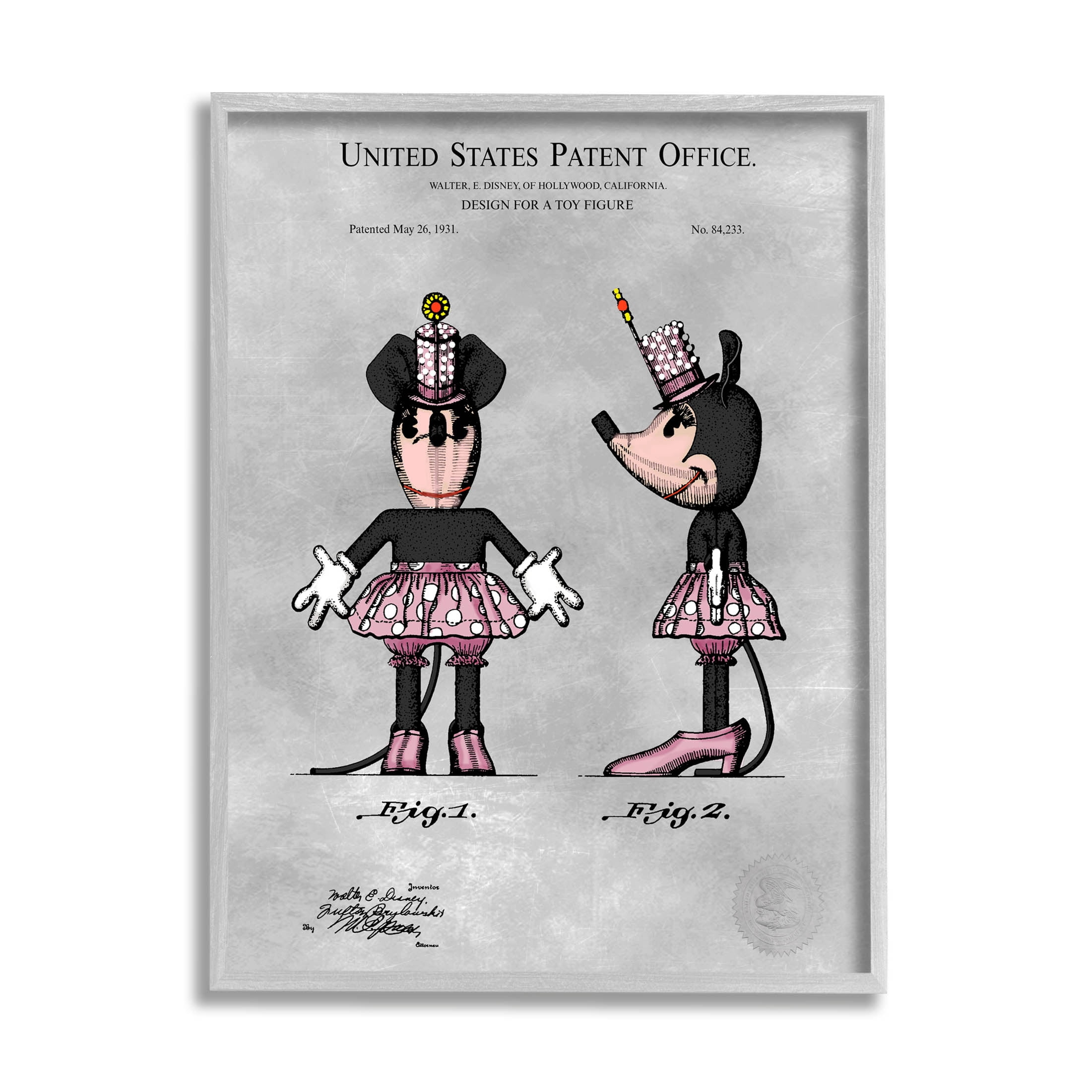 Stupell Industries Vintage Pink Mouse Diagram Graphic Art Gray Framed Art Print Wall Art, Design by Karl Hronek