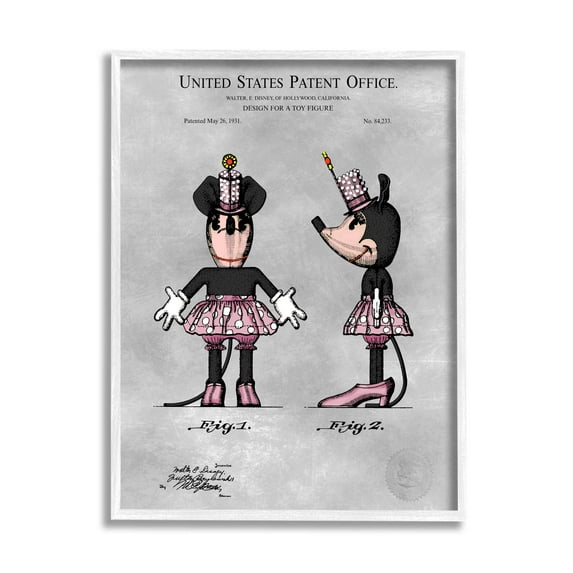 Stupell Industries Vintage Pink Mouse Diagram Graphic Art White Framed Art Print Wall Art, Design by Karl Hronek