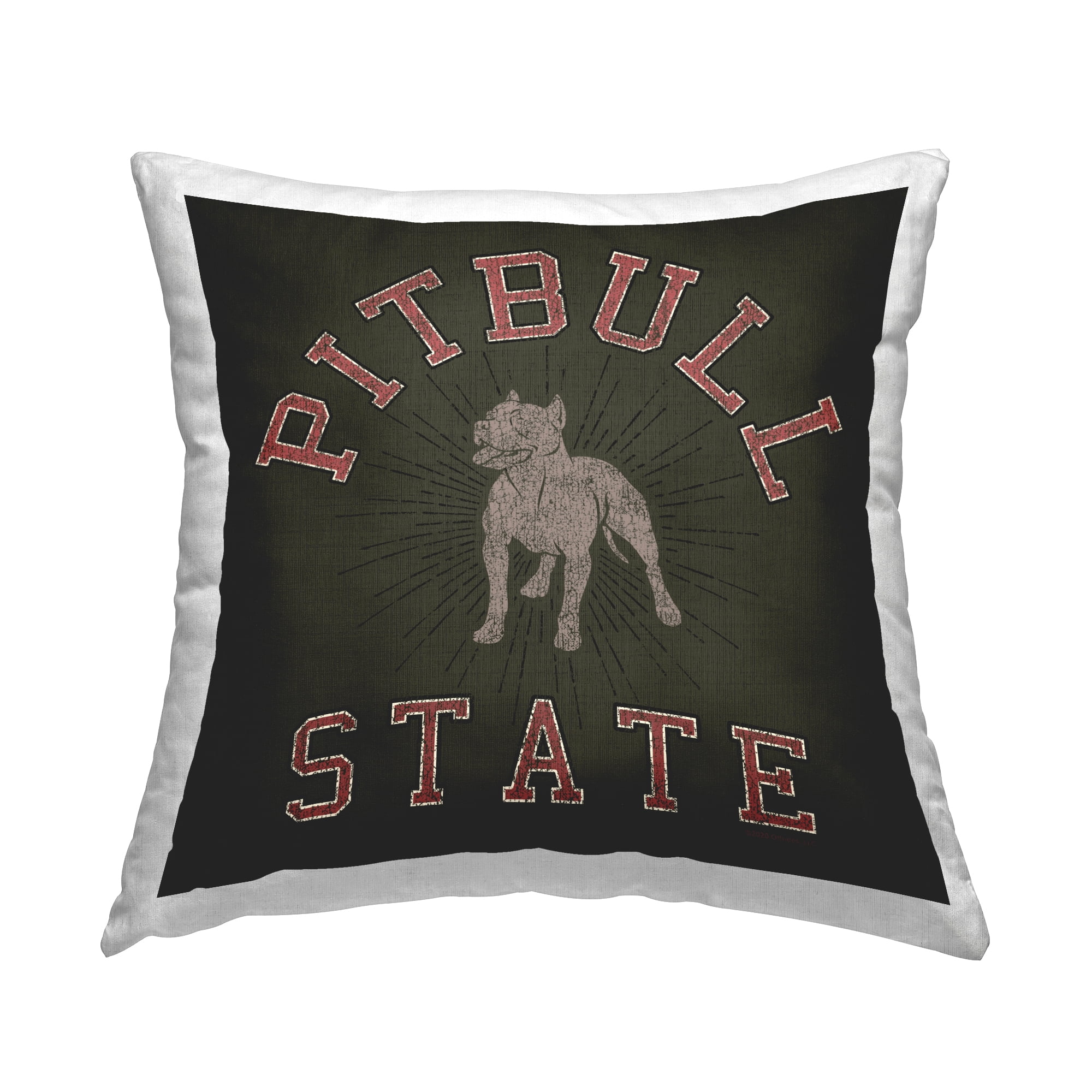 Stupell Industries Vintage Pitbull State Decorative Printed Throw Pillow Design by Spirit Animals/Life Is High.