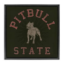 Stupell Industries Vintage Pitbull State Novelty & Humor Painting Black Floater Framed Canvas Art Print Wall Art, 18 x 18