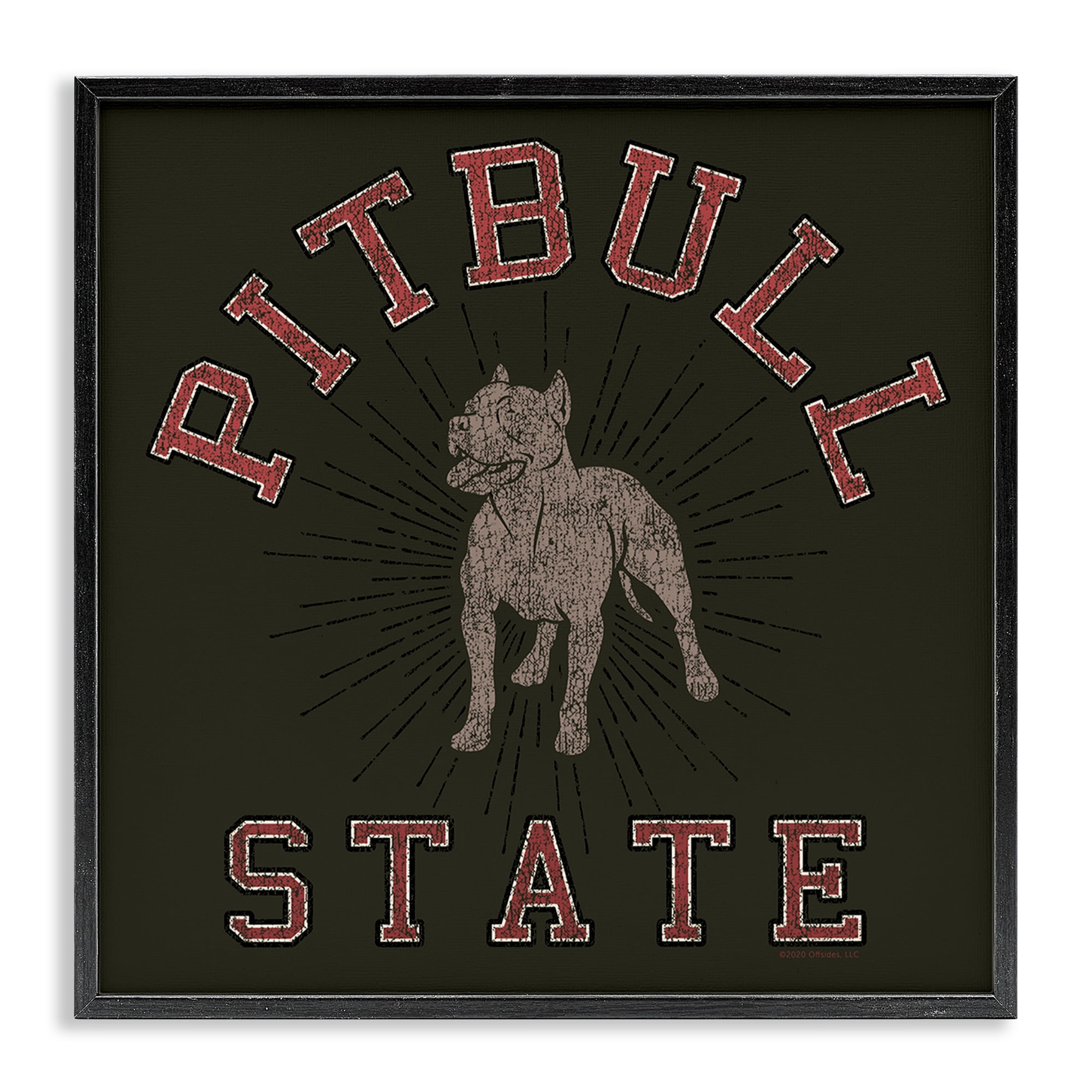 Stupell Industries Vintage Pitbull State Novelty & Humor Painting Black Framed Art Print Wall Art, 17 x 17