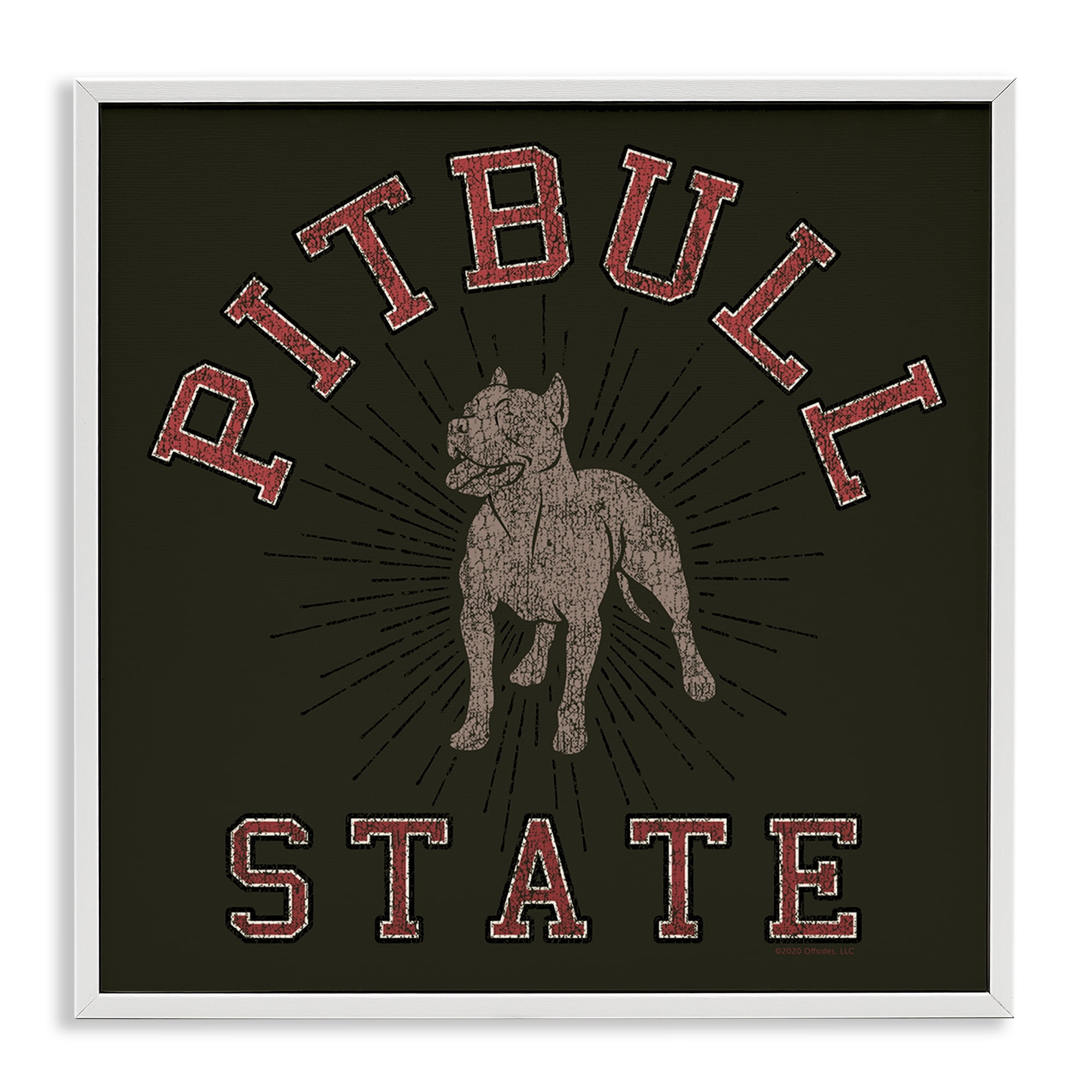 Stupell Industries Vintage Pitbull State Novelty & Humor Painting White Framed Art Print Wall Art, 17 x 17