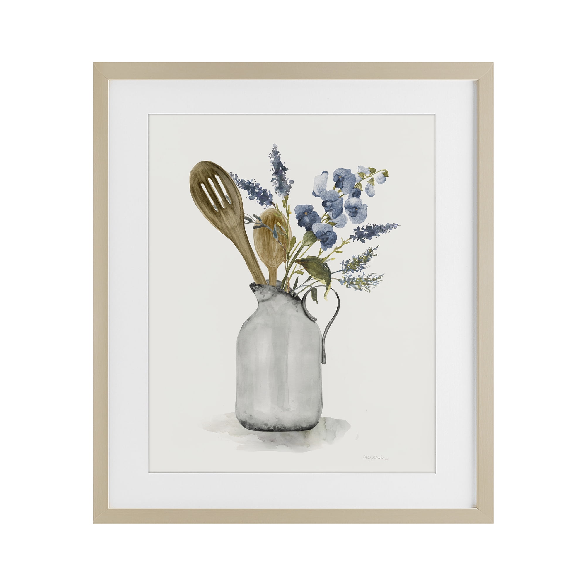 Stupell Industries Vintage Pitcher with Utensils Birch Framed Print Under Glass, design by Carol Robinson