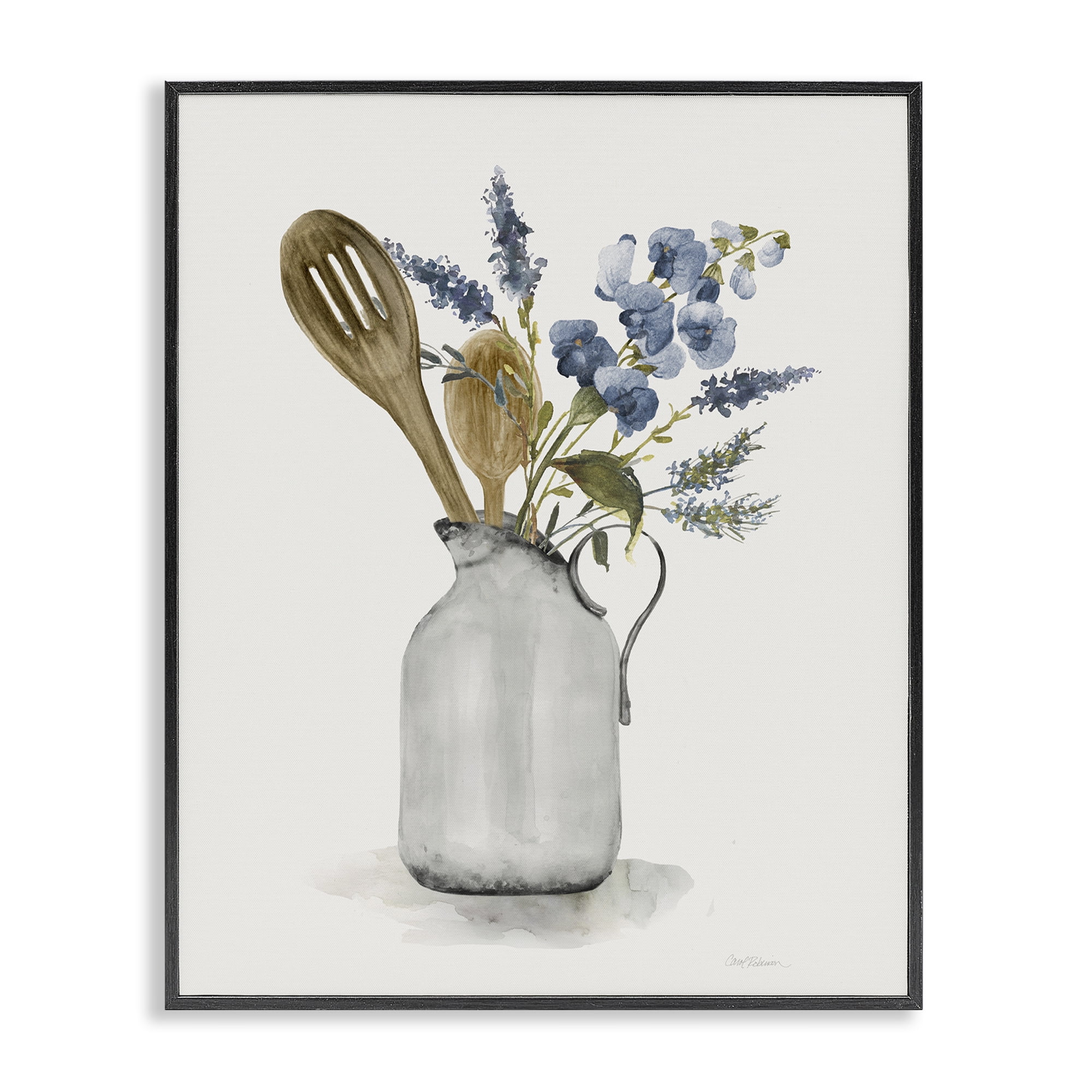 Stupell Industries Vintage Pitcher with Utensils Black Framed Giclee Art, design by Carol Robinson