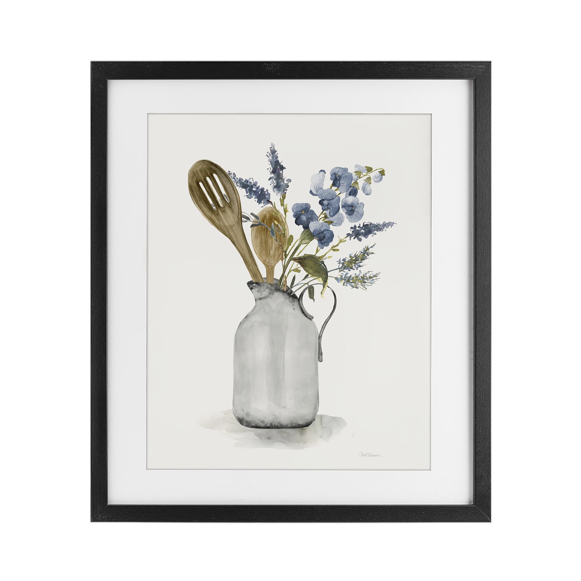 Stupell Industries Vintage Pitcher with Utensils Black Framed Print Under Glass, design by Carol Robinson