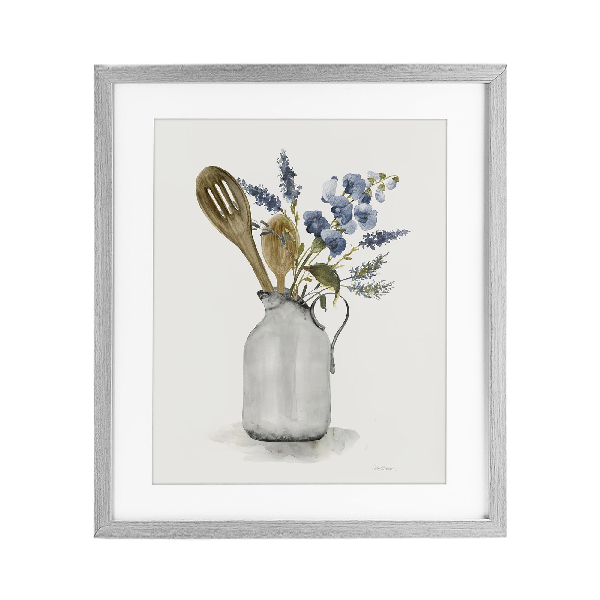 Stupell Industries Vintage Pitcher with Utensils Gray Framed Print Under Glass, design by Carol Robinson