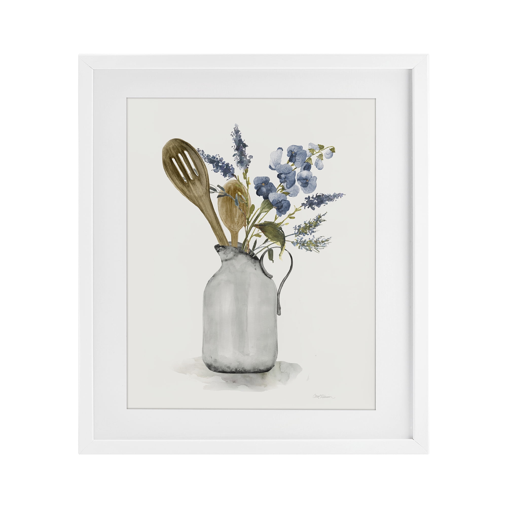 Stupell Industries Vintage Pitcher with Utensils White Framed Print Under Glass, design by Carol Robinson