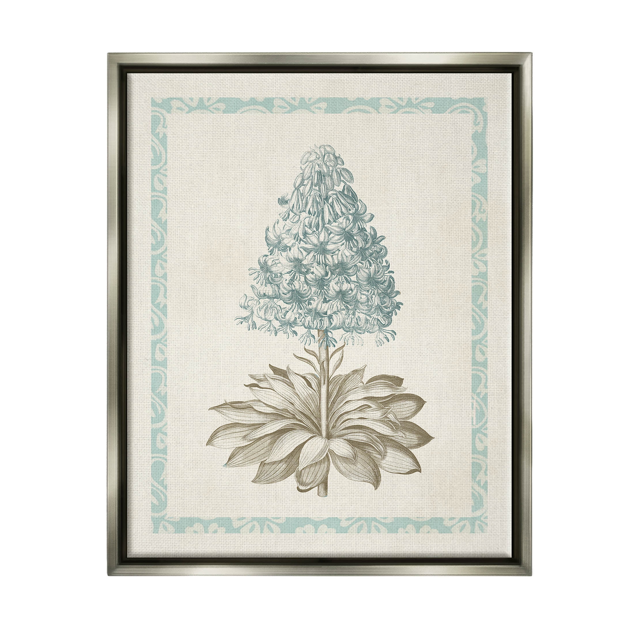 Stupell Industries Vintage Plant Nature Study Graphic Art Luster Gray Floating Framed Canvas Print Wall Art, Design by Vision Studio