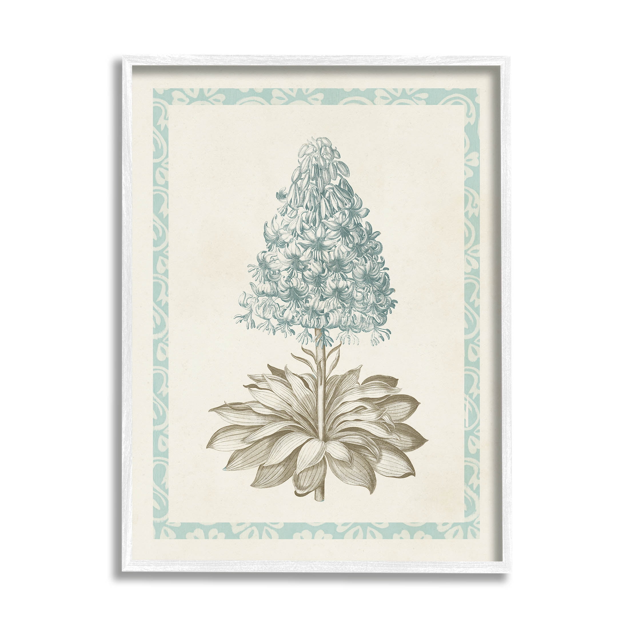 Vintage Botanical Print on Canvas with White Frame, 11 x 14