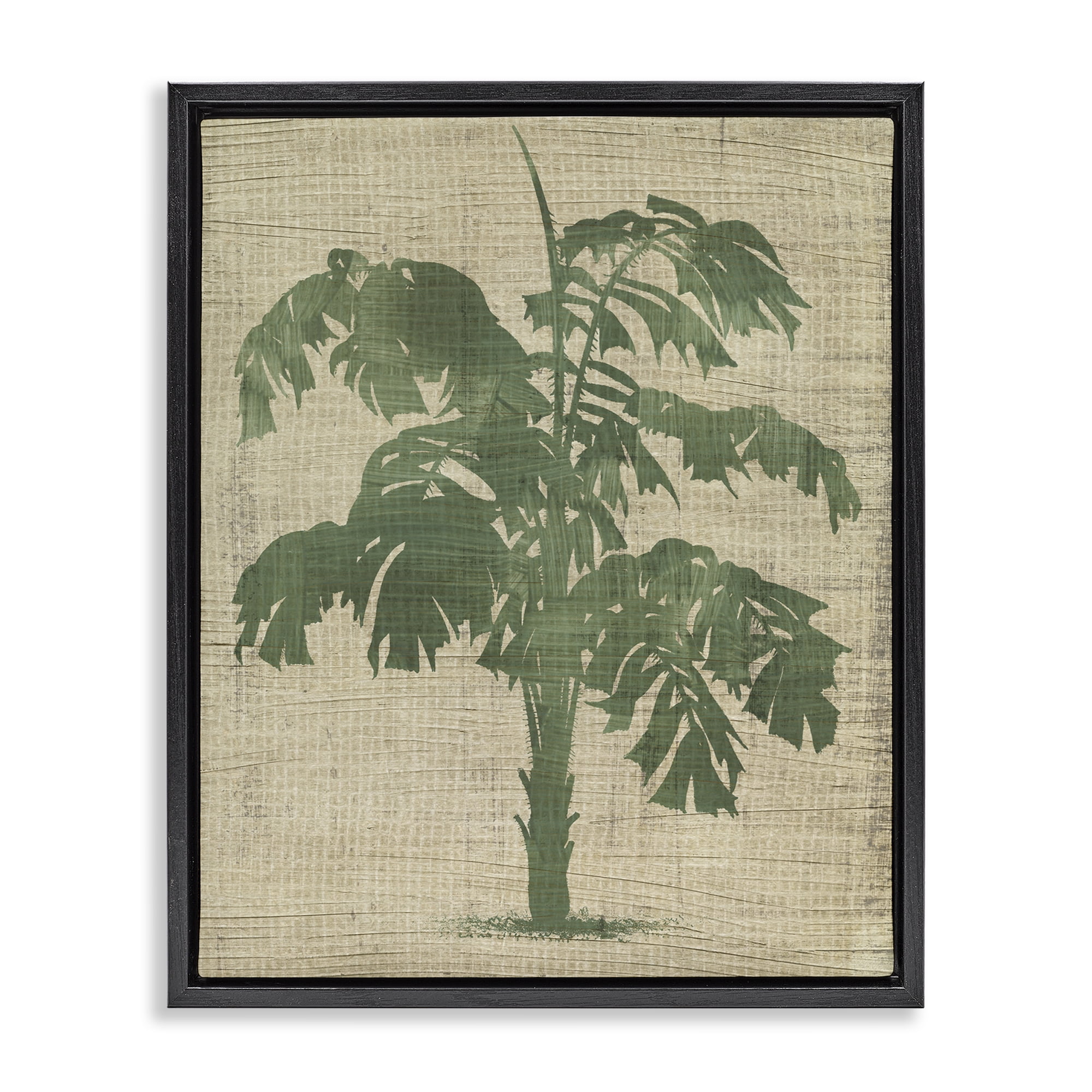 Stupell Industries Vintage Plant Silhouette Plants & Flowers Painting Black Floater Framed Canvas Art Print Wall Art, 17 x 21