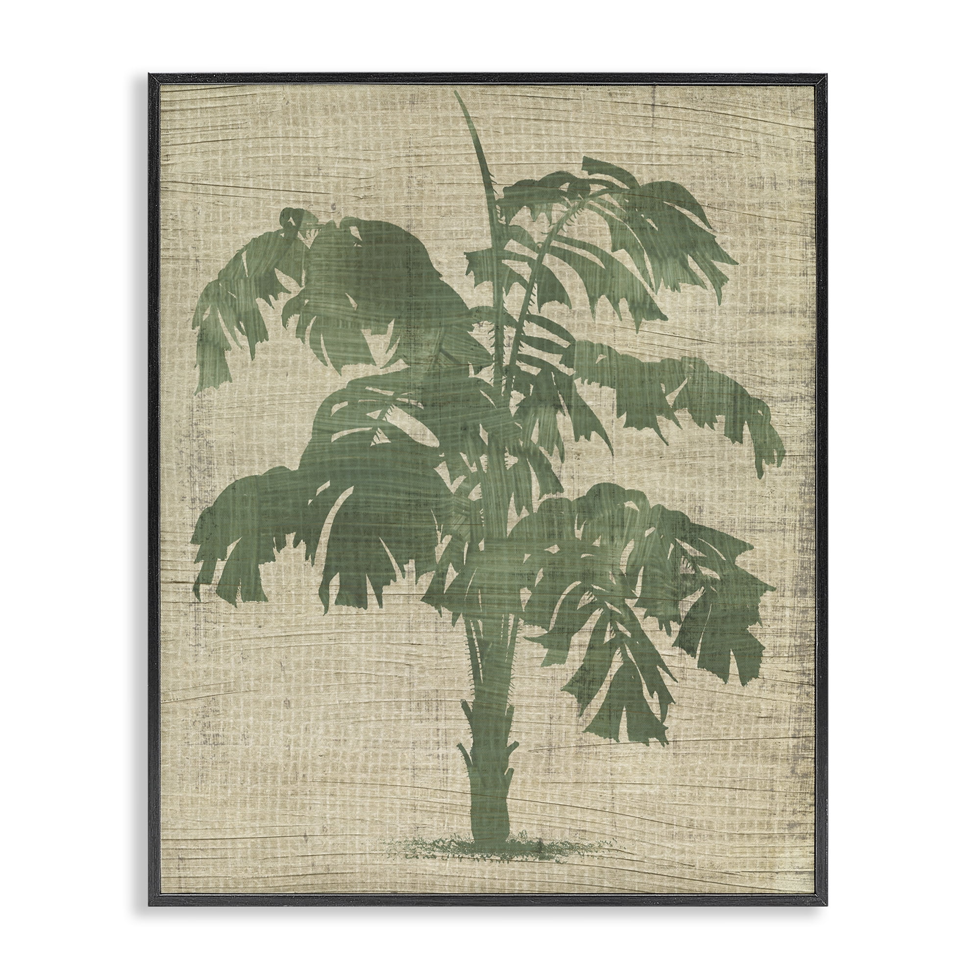 Stupell Industries Vintage Plant Silhouette Plants & Flowers Painting Black Framed Art Print Wall Art, 24 x 30