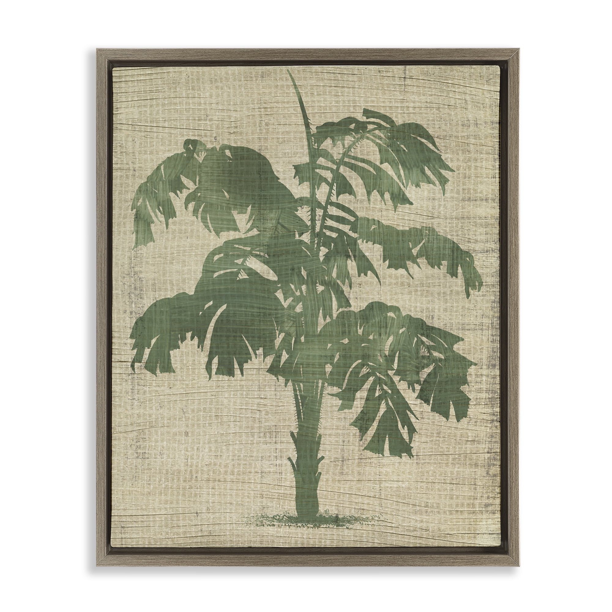 Stupell Industries Vintage Plant Silhouette Plants & Flowers Painting Brown Floater Framed Canvas Art Print Wall Art, 25 x 31