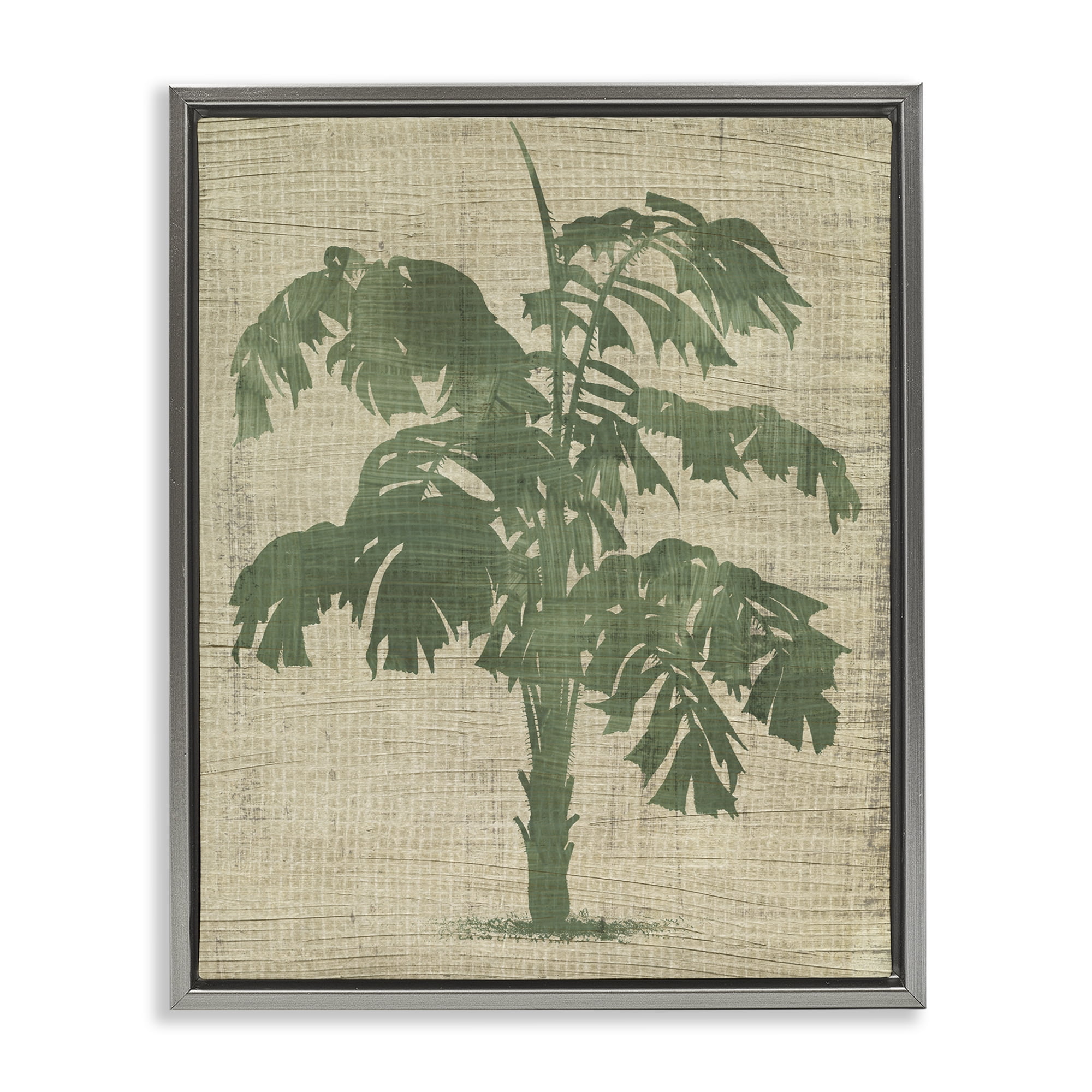 Stupell Industries Vintage Plant Silhouette Plants & Flowers Painting Gray Floater Framed Canvas Art Print Wall Art, 25 x 31