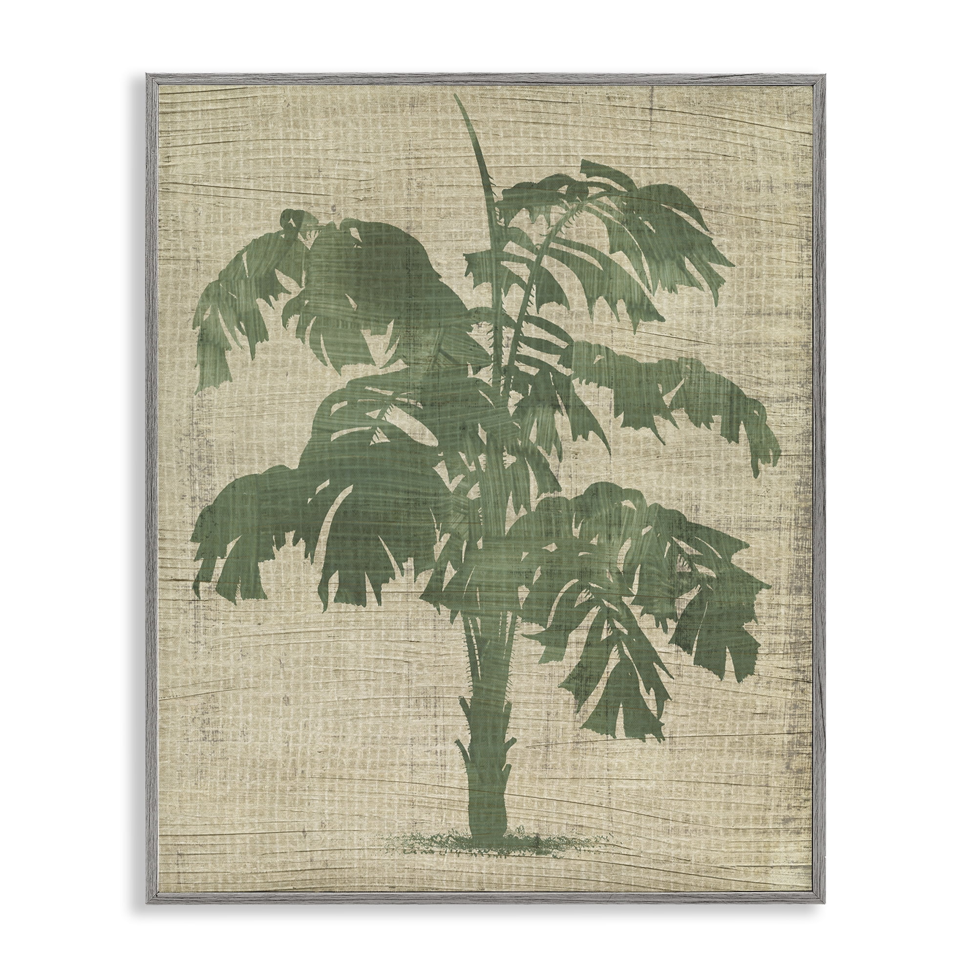 Stupell Industries Vintage Plant Silhouette Plants & Flowers Painting Gray Framed Art Print Wall Art, 11 x 14