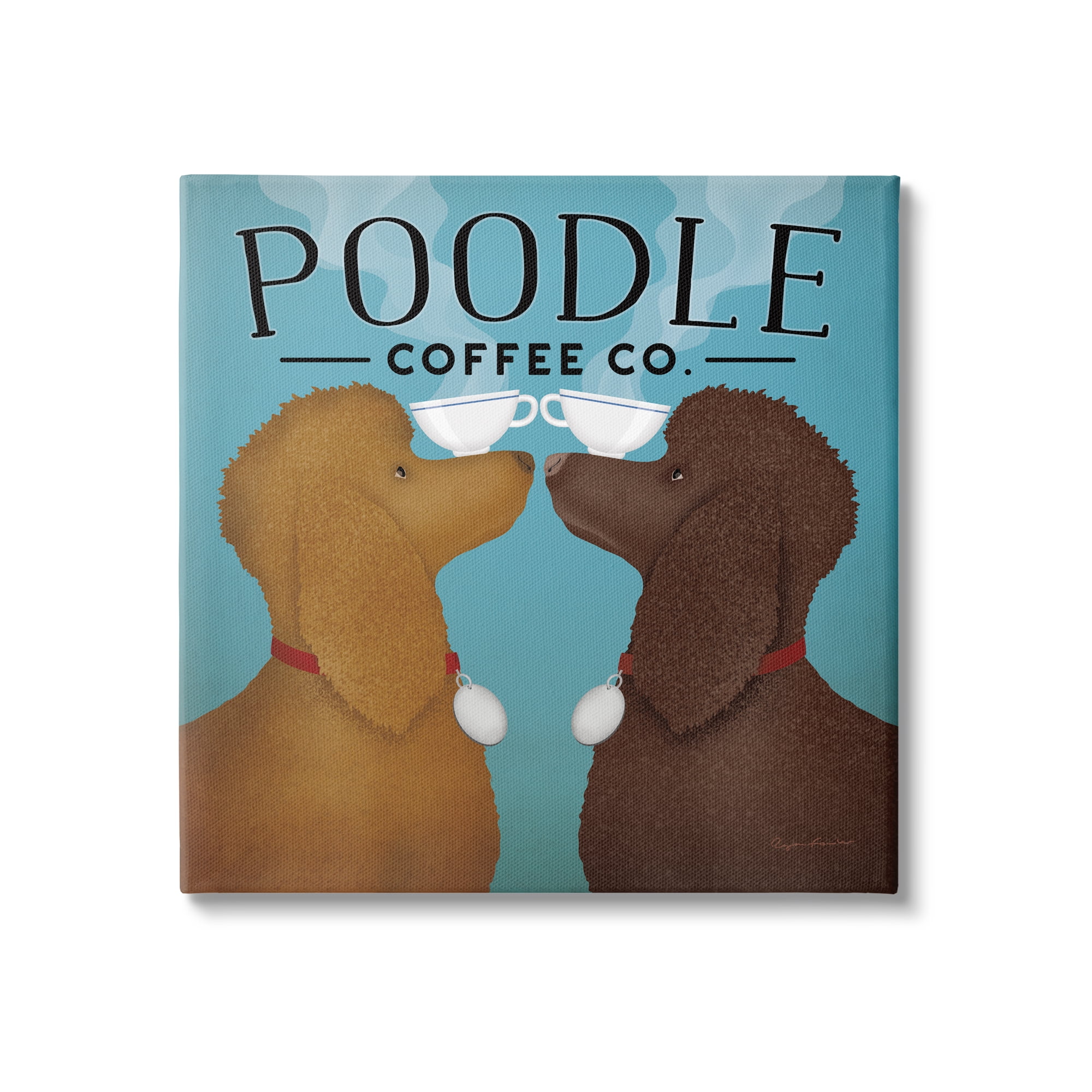 Stupell Industries Vintage Poodle Coffee Co Animals & Insects Painting Gallery Wrapped Canvas Print Wall Art, 24 x 24