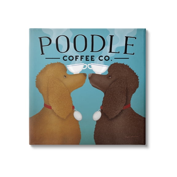 Stupell Industries Vintage Poodle Coffee Co Animals & Insects Painting Gallery Wrapped Canvas Print Wall Art, 24 x 24