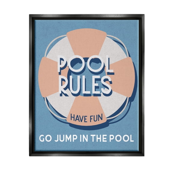 Stupell Industries Vintage Pool Rules Nature Painting Black Floater Framed Canvas Art Print Wall Art, 17 x 21