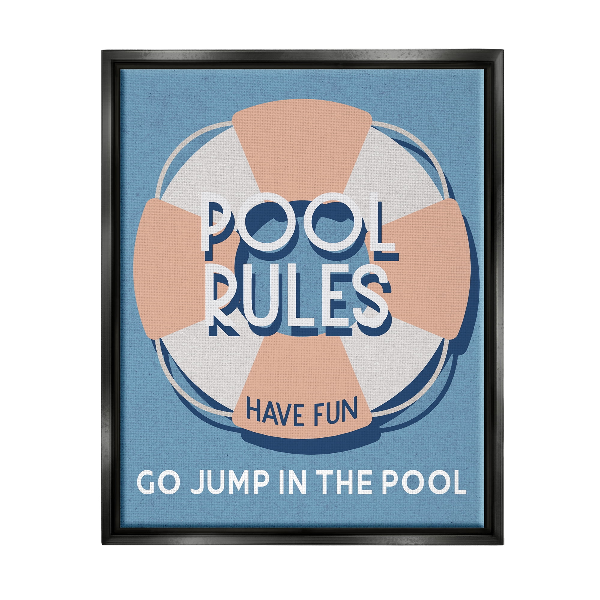 Stupell Industries Vintage Pool Rules Nature Painting Black Floater Framed Canvas Art Print Wall Art, 25 x 31