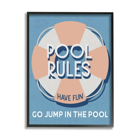 Stupell Industries Vintage Pool Rules Nature Painting Black Framed Art Print Wall Art, 11 x 14