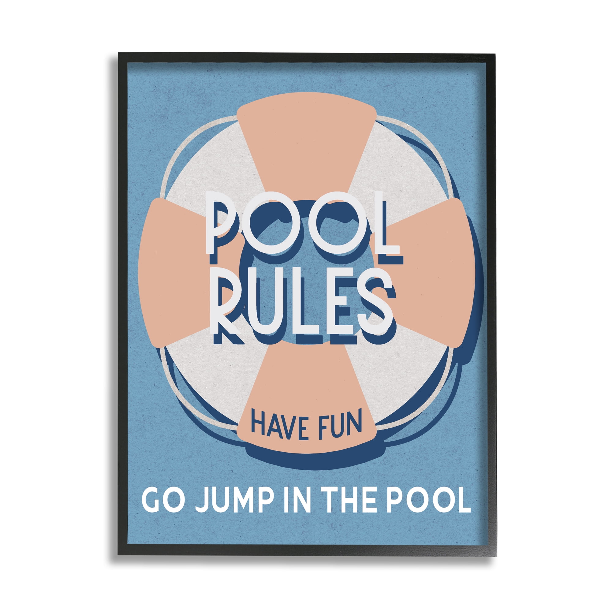 Stupell Industries Vintage Pool Rules Nature Painting Black Framed Art Print Wall Art, 16 x 20
