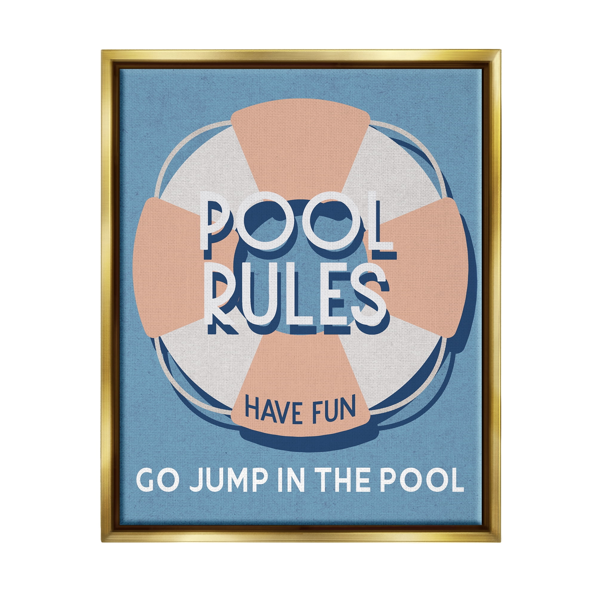 Stupell Industries Vintage Pool Rules Nature Painting Gold Floater Framed Canvas Art Print Wall Art, 17 x 21