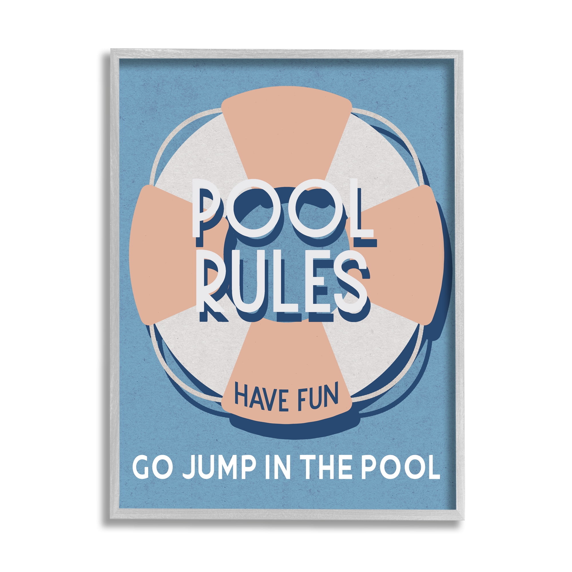 Stupell Industries Vintage Pool Rules Nature Painting Gray Framed Art Print Wall Art, 24 x 30