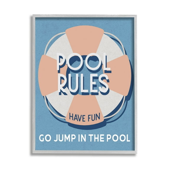 Stupell Industries Vintage Pool Rules Nature Painting Gray Framed Art Print Wall Art, 24 x 30