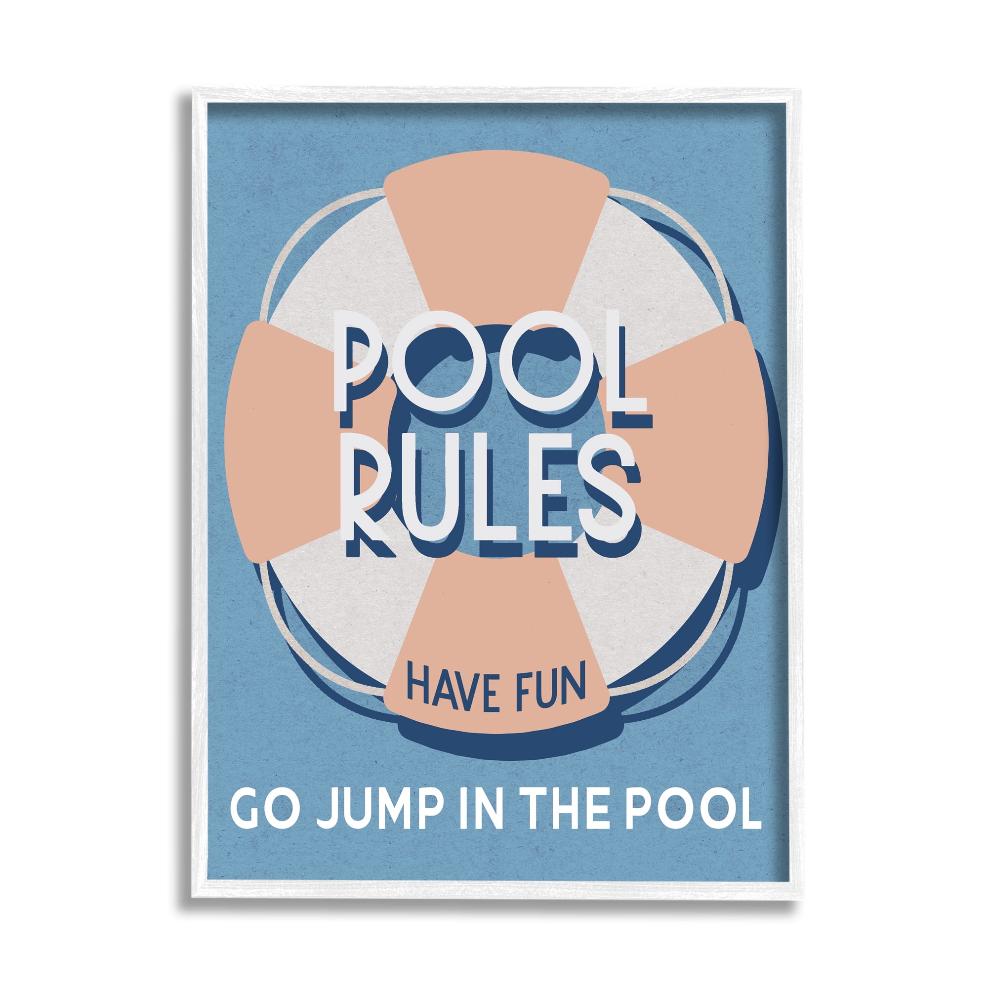 Stupell Industries Vintage Pool Rules Nature Painting White Framed Art Print Wall Art, 16 x 20