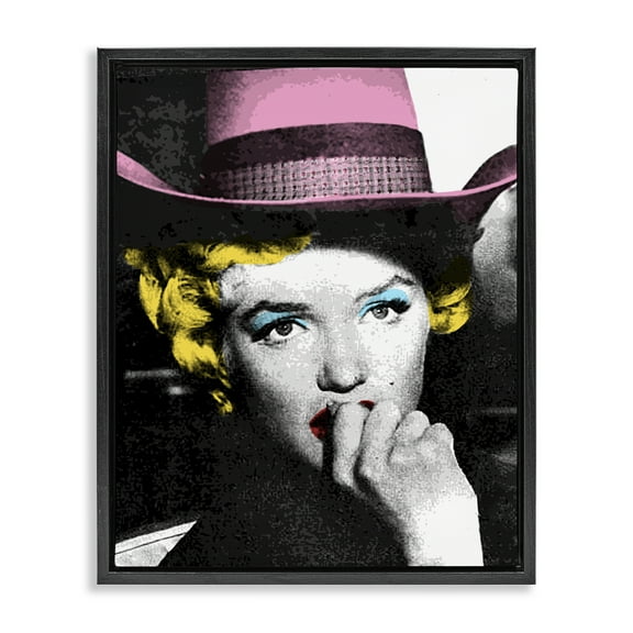 Stupell Industries Vintage Pop Culture Icon People Painting Black Floater Framed Canvas Art Print Wall Art, 17 x 21