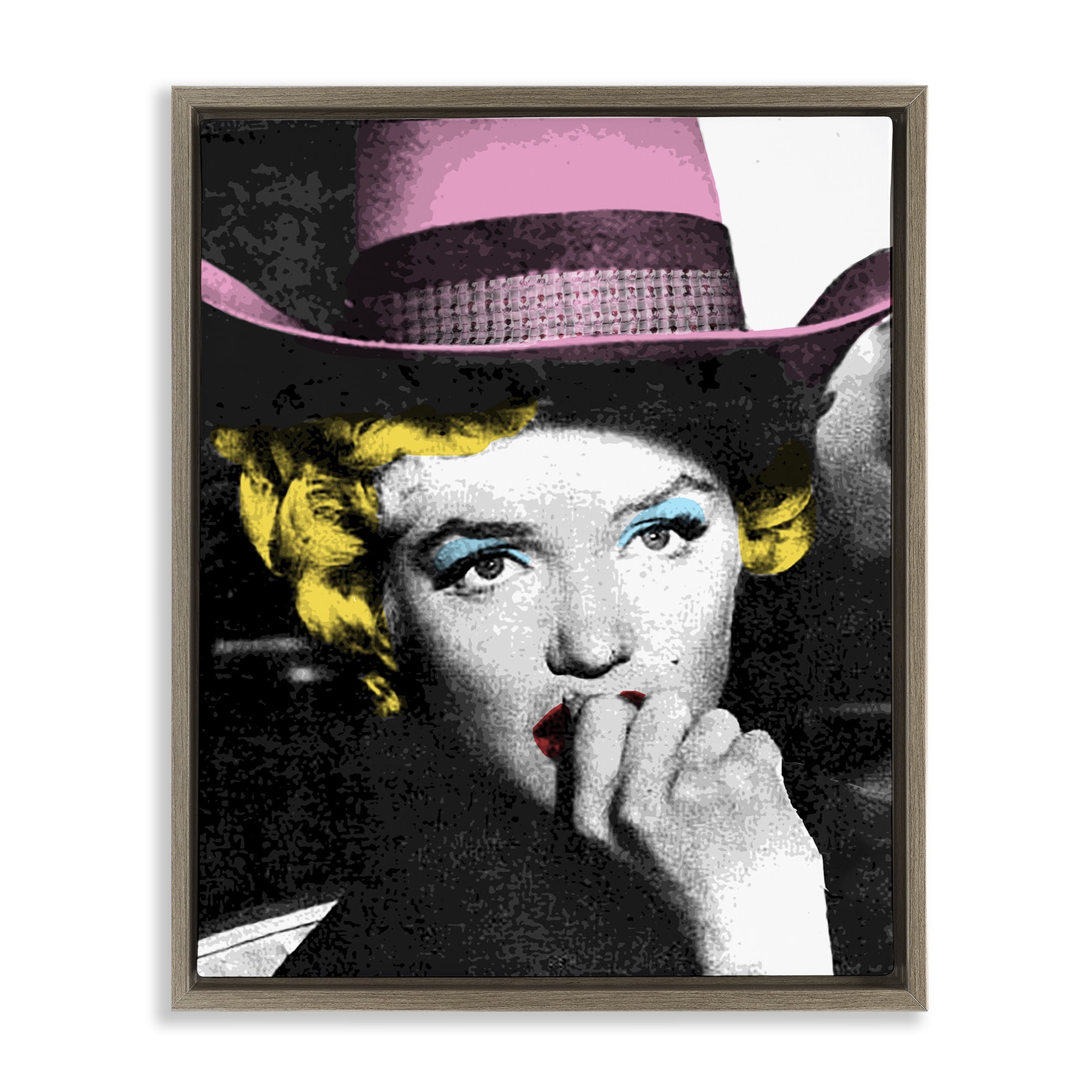 Stupell Industries Vintage Pop Culture Icon People Painting Brown Floater Framed Canvas Art Print Wall Art, 25 x 31