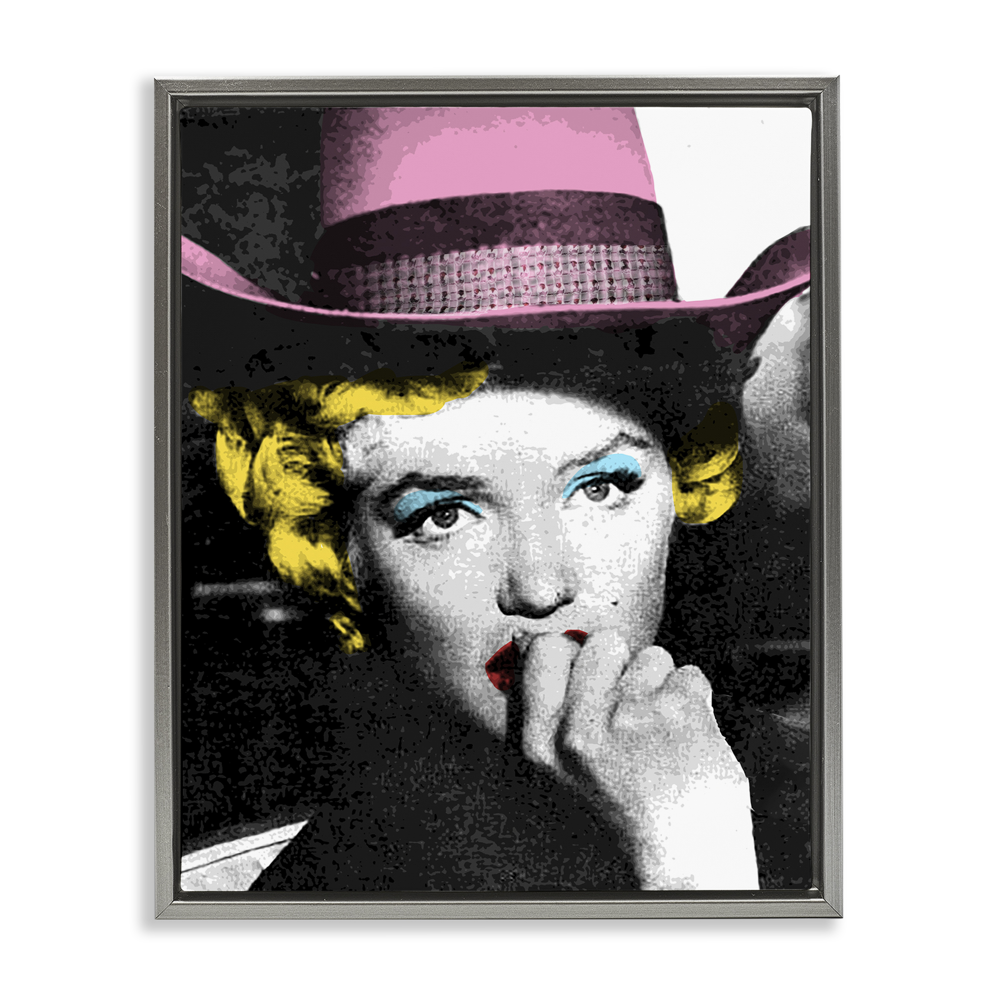 Stupell Industries Vintage Pop Culture Icon People Painting Gray Floater Framed Canvas Art Print Wall Art, 17 x 21