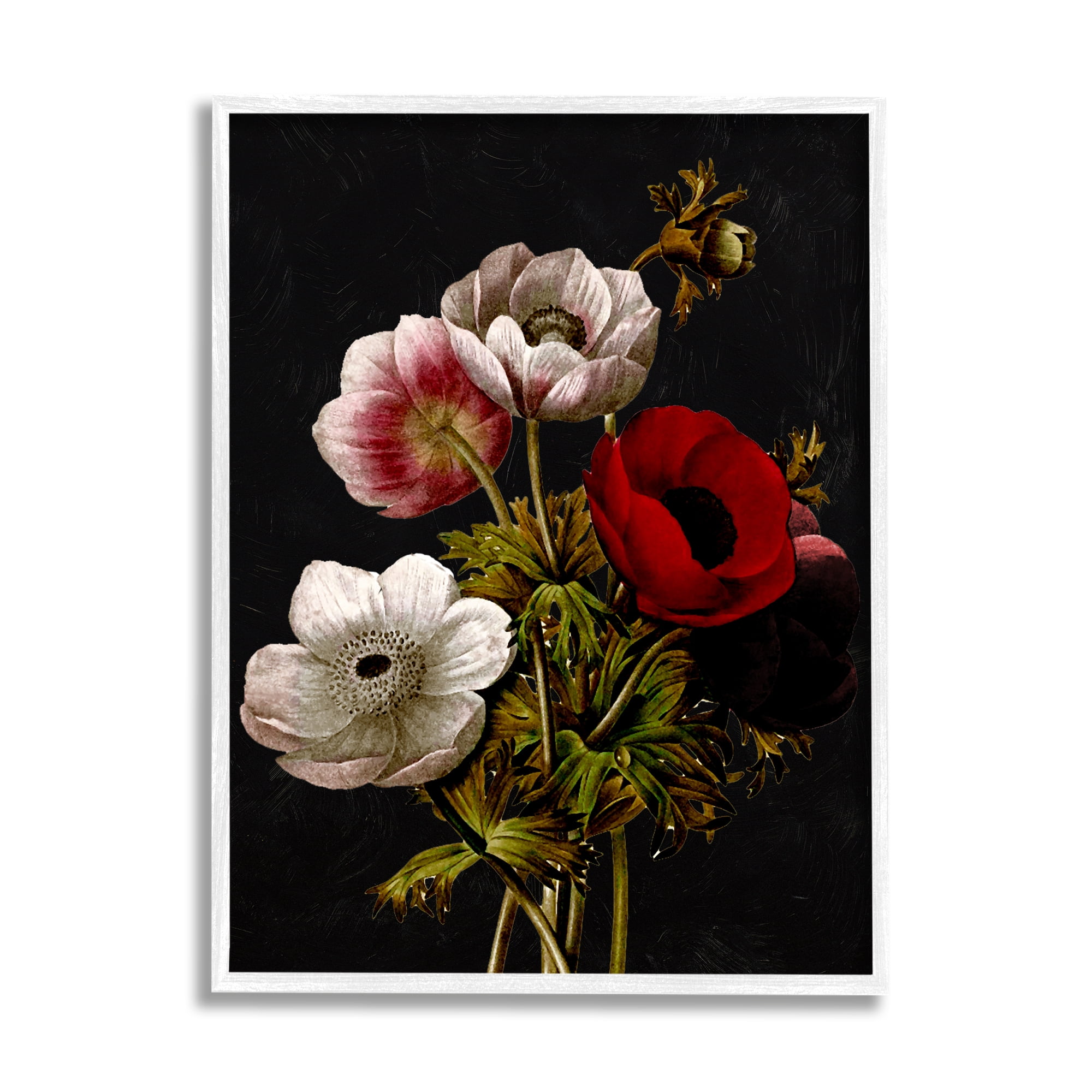Stupell Industries Vintage Poppy Bouquet Botanical & Floral Painting White Framed Art Print Wall Art, 16 x 20