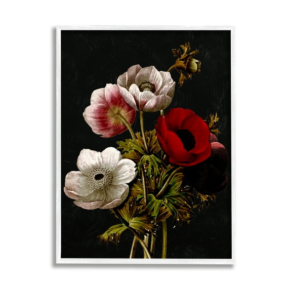 Stupell Industries Vintage Poppy Bouquet Botanical & Floral Painting White Framed Art Print Wall Art, 24 x 30