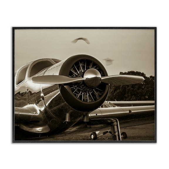 Stupell Industries Vintage Propeller View Transportation Photography Black Framed Art Print Wall Art, 14 x 11