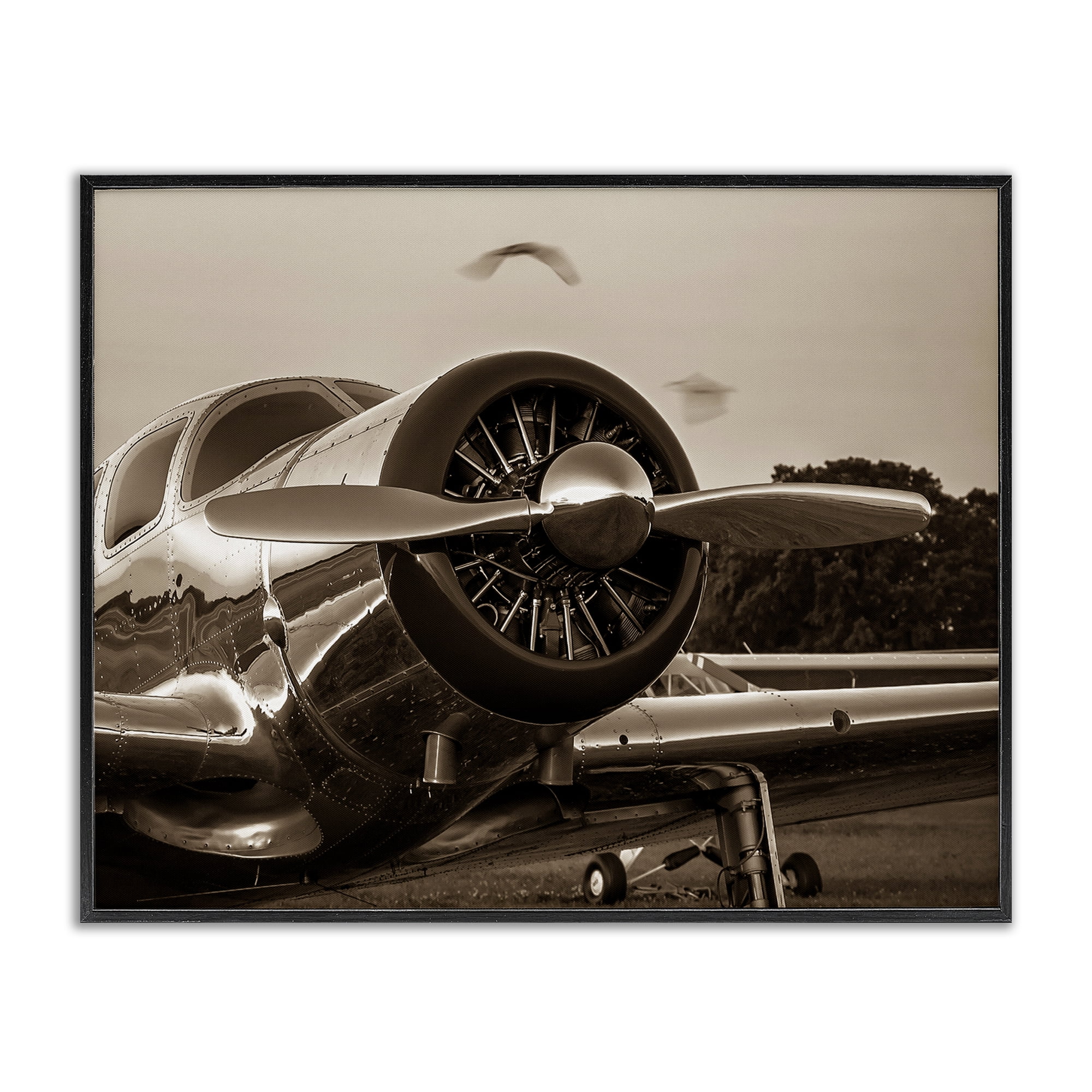 Stupell Industries Vintage Propeller View Transportation Photography Black Framed Art Print Wall Art, 20 x 16