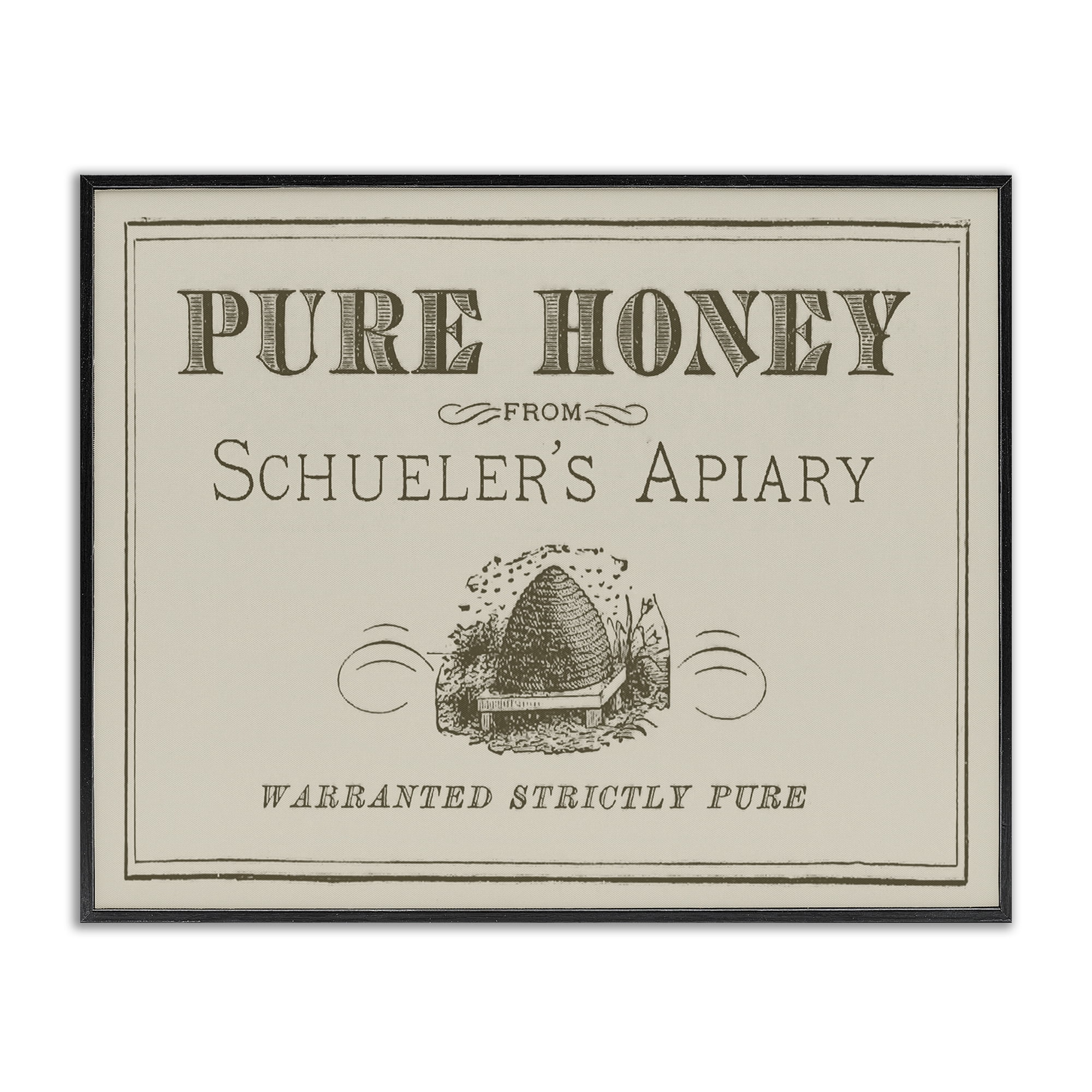 Stupell Industries Vintage Pure Honey Food & Beverage Painting Black Framed Art Print Wall Art, 30 x 24