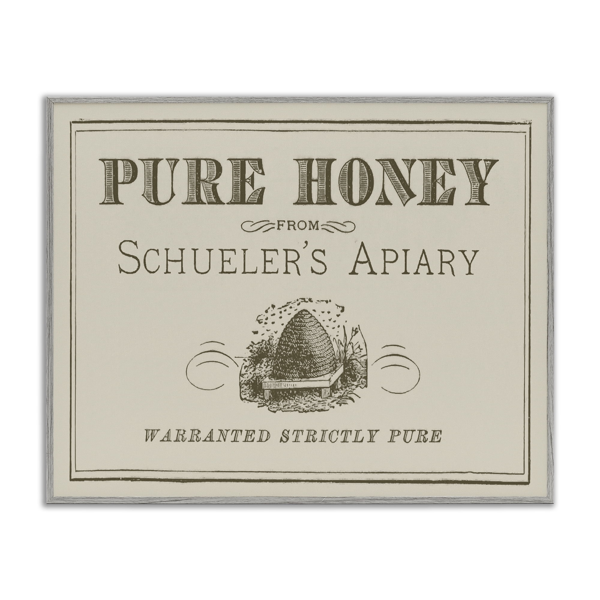 Stupell Industries Vintage Pure Honey Food & Beverage Painting Gray Framed Art Print Wall Art, 30 x 24